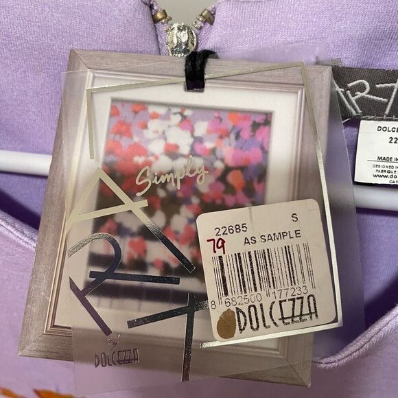 Simply Art by Dolcezza Womens Sheath Dress S Pleated Sleeve Floral Art to Wear - Picture 8 of 8